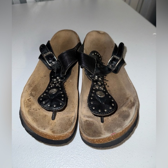 Birkenstock Betula BLACK Leather Strap Gizeh Thong Sandal EU 38 USA L 7 M 5 - Picture 2 of 11